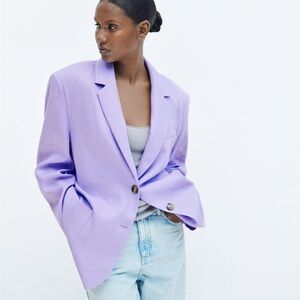 🆕 ZARA 100% Linen blazer in Lilac
